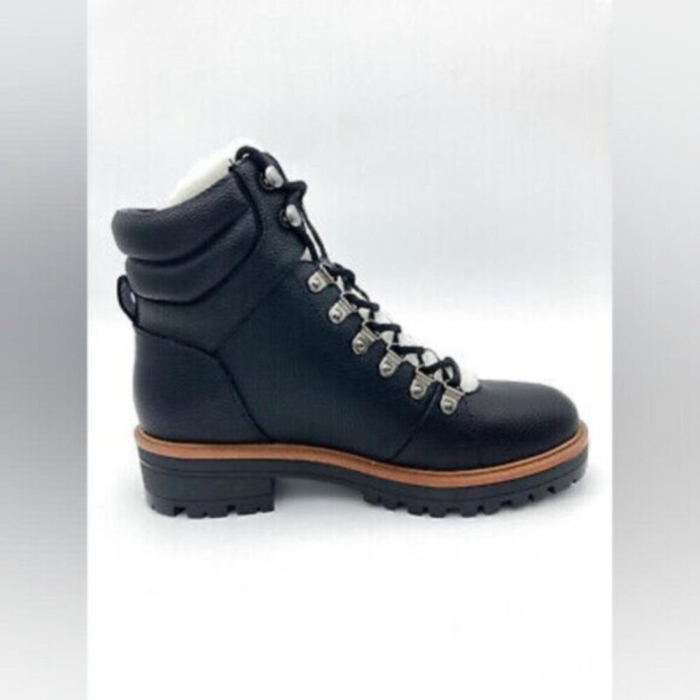 Marc Fisher Limited Edition "Idella" Shearling Hiking Lug Leather Ankle Boot